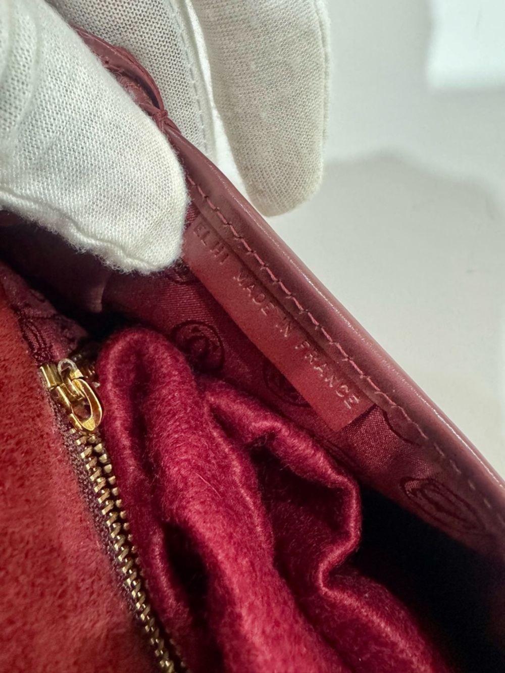 Cartier Burgundy Leather Shoulder Bag with Gold Hardware - Picture 7 of 7